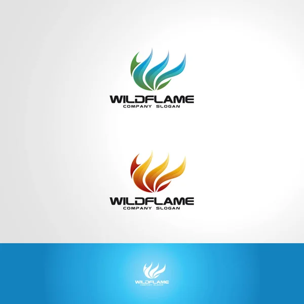 Logo de feu - flamme sauvage — Image vectorielle